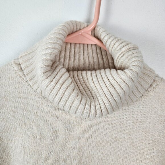 BTBFM Women's Asymmetrical Turtleneck Sweater Size Small Beige Cozy Warm Winter - Picture 6 of 14